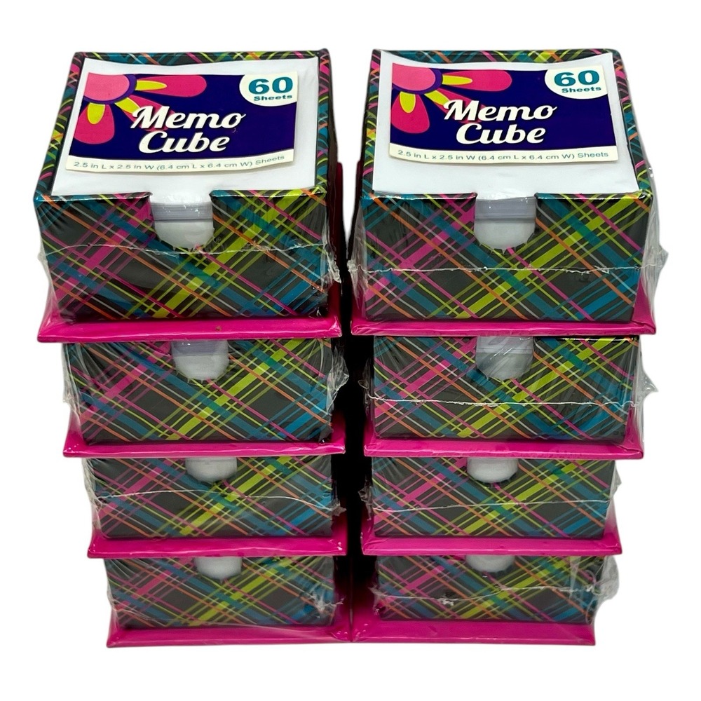 8 Memo Cubes 60 Sheets 480 Sheets Total 2.5"x2.5" Retro Look Cube Easy Refilable
